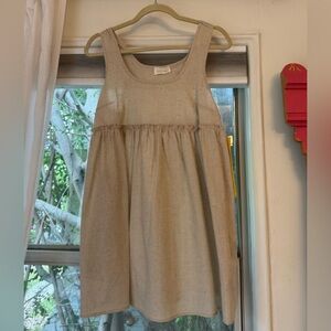 Anthropologie Cotton Linen Sleeveless Scoop Neck Empire Waist Mini Sun Dress